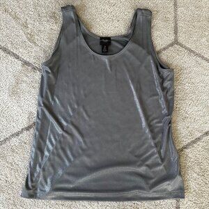 Chicos's Traveler's Collection Liquid Silver Contemporary Tank Ash Gray L/12